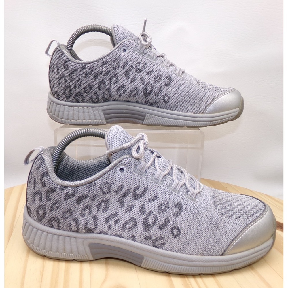 Orthofeet Coral 980 Shoes Womens Gray Leopard Size 9.5 D Wide Lace Up Sneakers